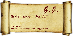 Grünauer Jenő névjegykártya